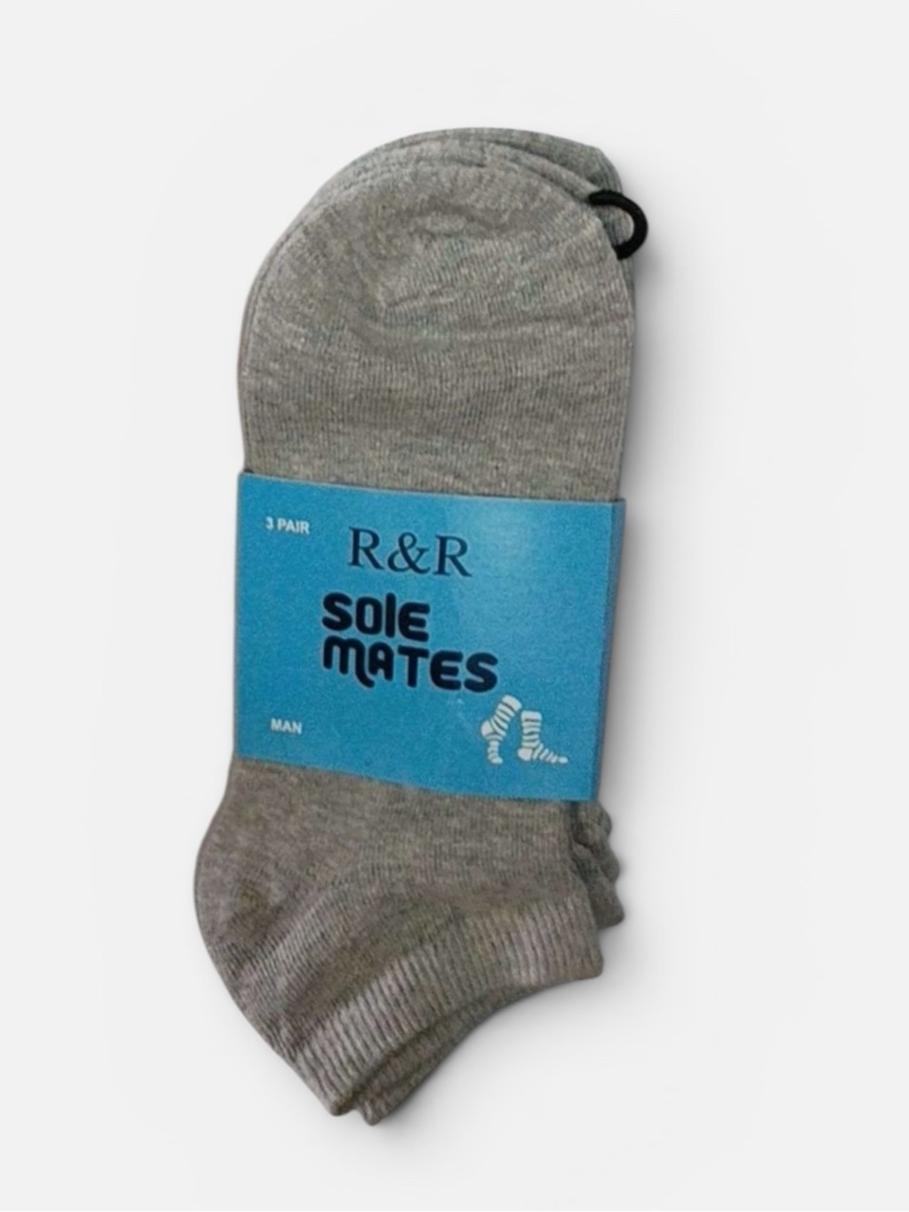 R&R Sole Mates Men’s Grey No-Show Socks - 3 Pack
